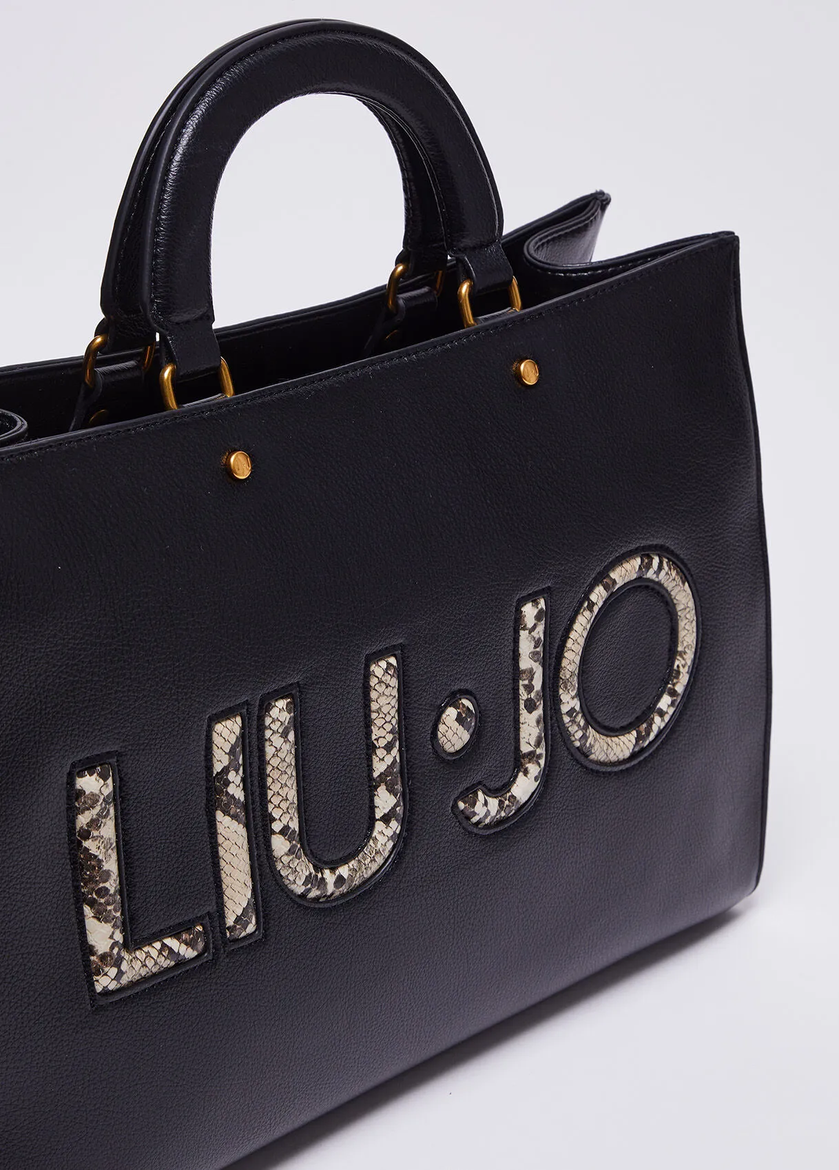 Borsa a mano con logo pitonato