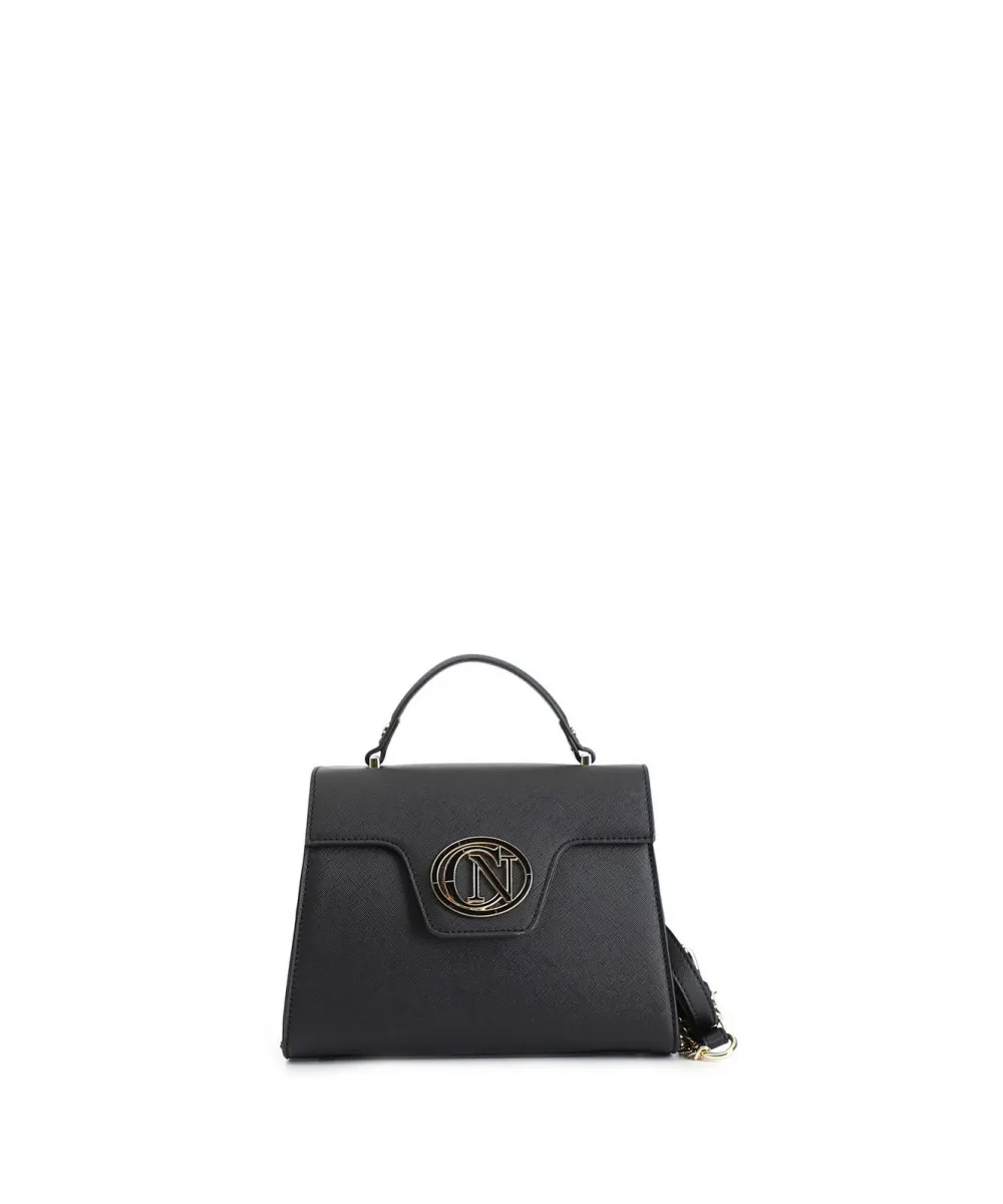 Borsa A Mano Con Pattina In Saffiano Nero