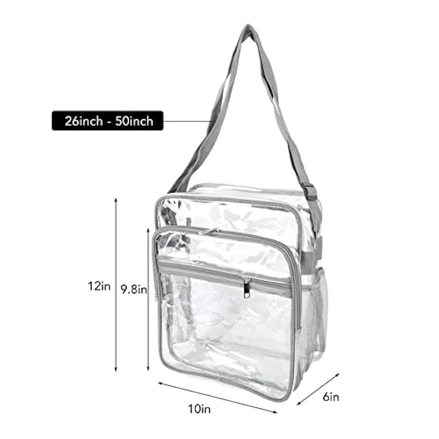 Borsa a tracolla trasparente, robusta borsa a tracolla trasparente impermeabile con cerniera alla moda con cinturino regolabile 