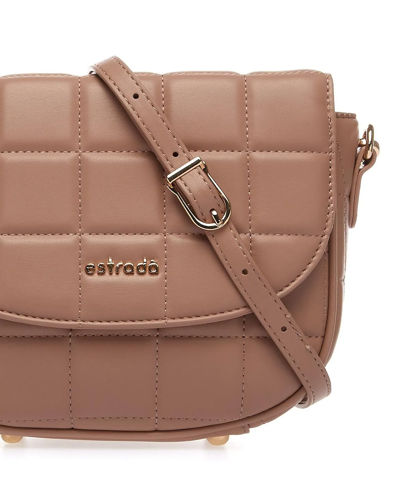Borsa beige a quadri in rilievo con logo e tracolla regolabile