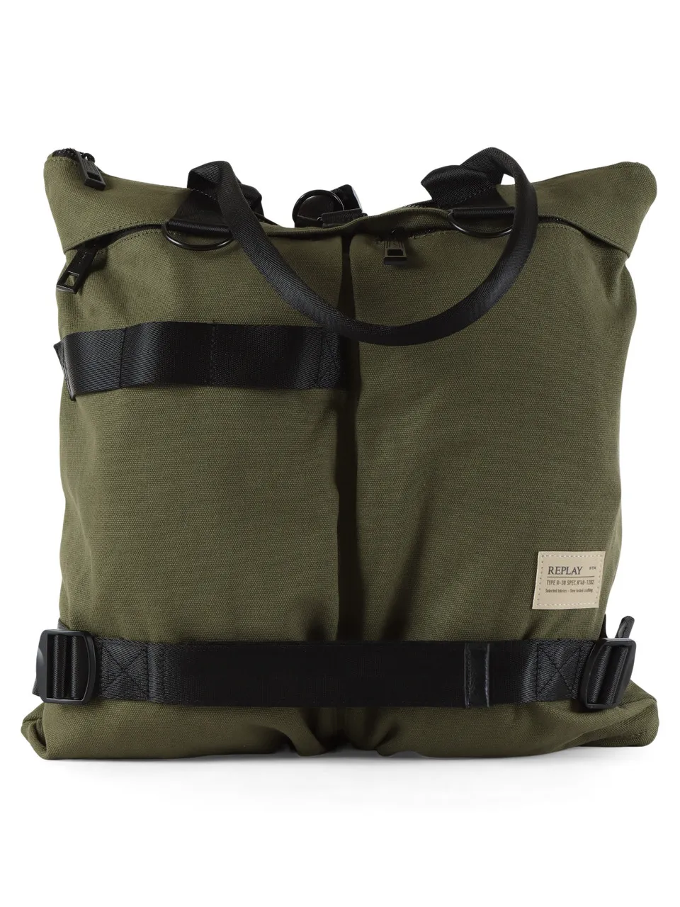 Borsa in canvas con patch logo frontale