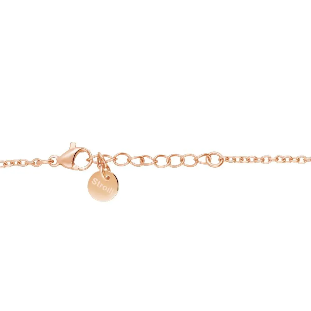 Bracciale in acciaio rosato e strass con charm a forma di cuore