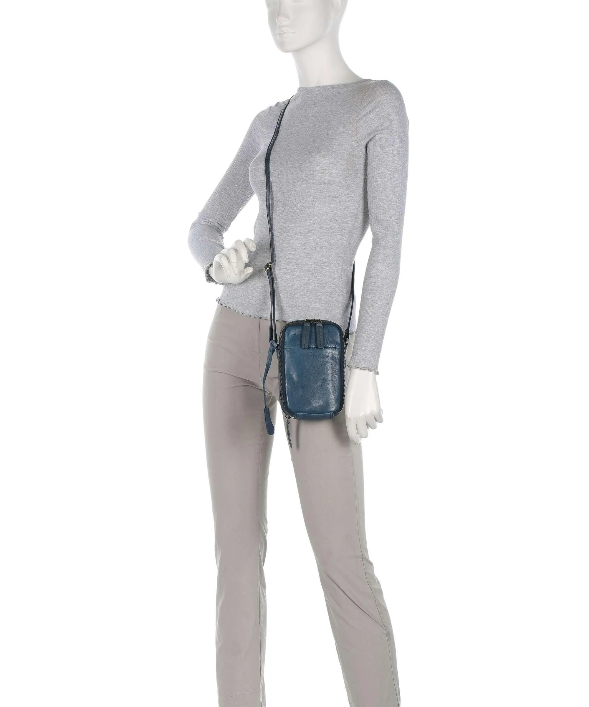  Burkely Natural Norah Borsetta porta cellulare pelle di vacchetta grana petrol  