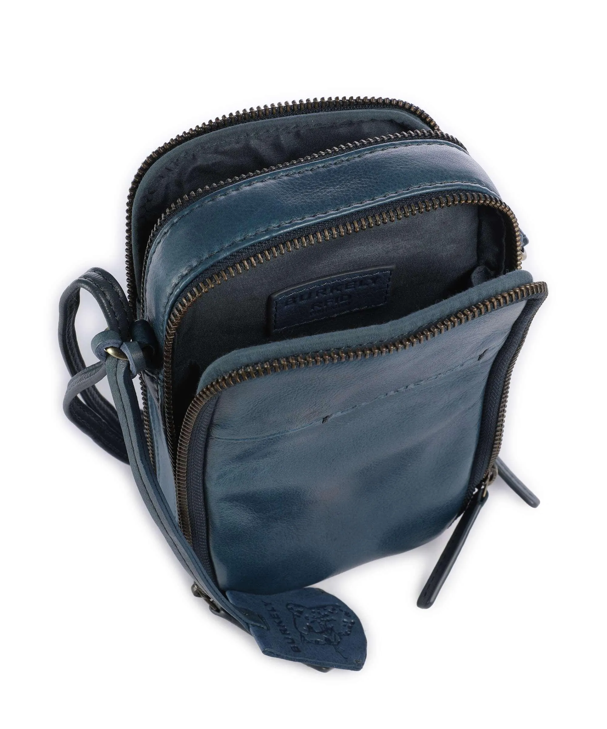  Burkely Natural Norah Borsetta porta cellulare pelle di vacchetta grana petrol  