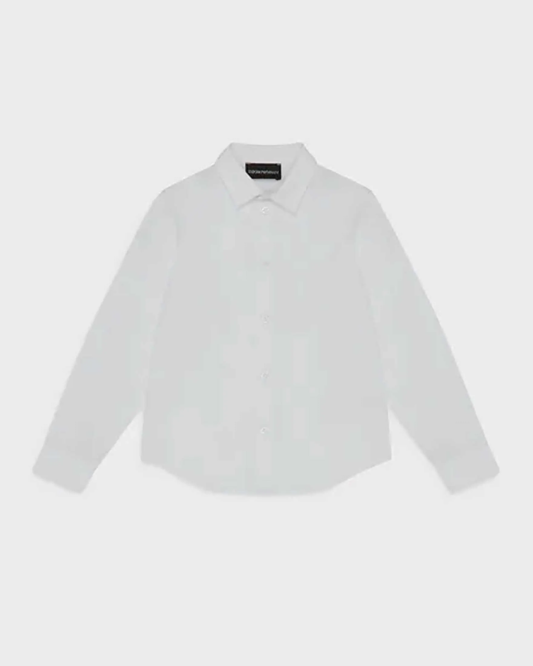 Camicia bianca in popeline di cotone con logo aquila ricamato in tono all-over 10-16 anni