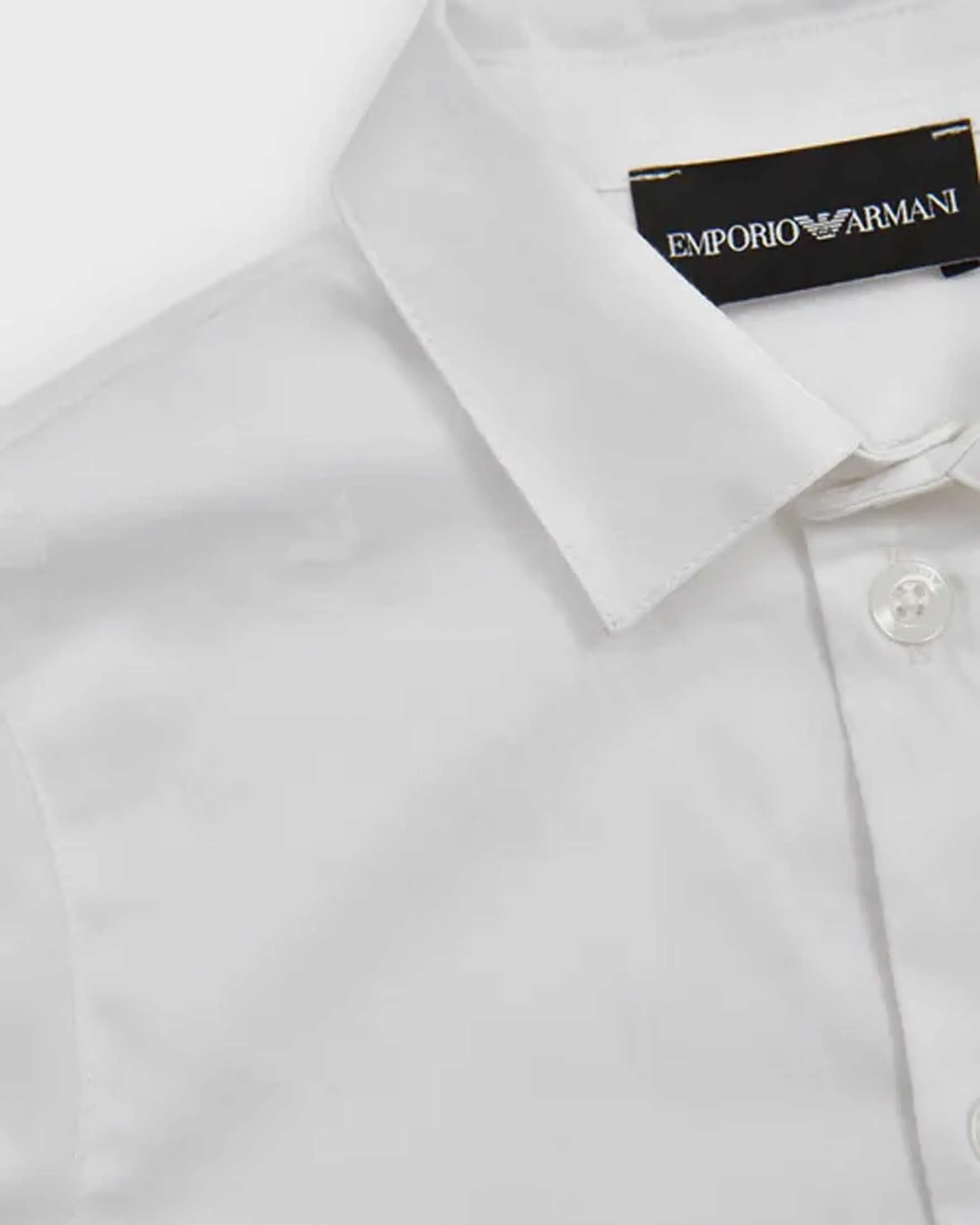 Camicia bianca in popeline di cotone con logo aquila ricamato in tono all-over 10-16 anni