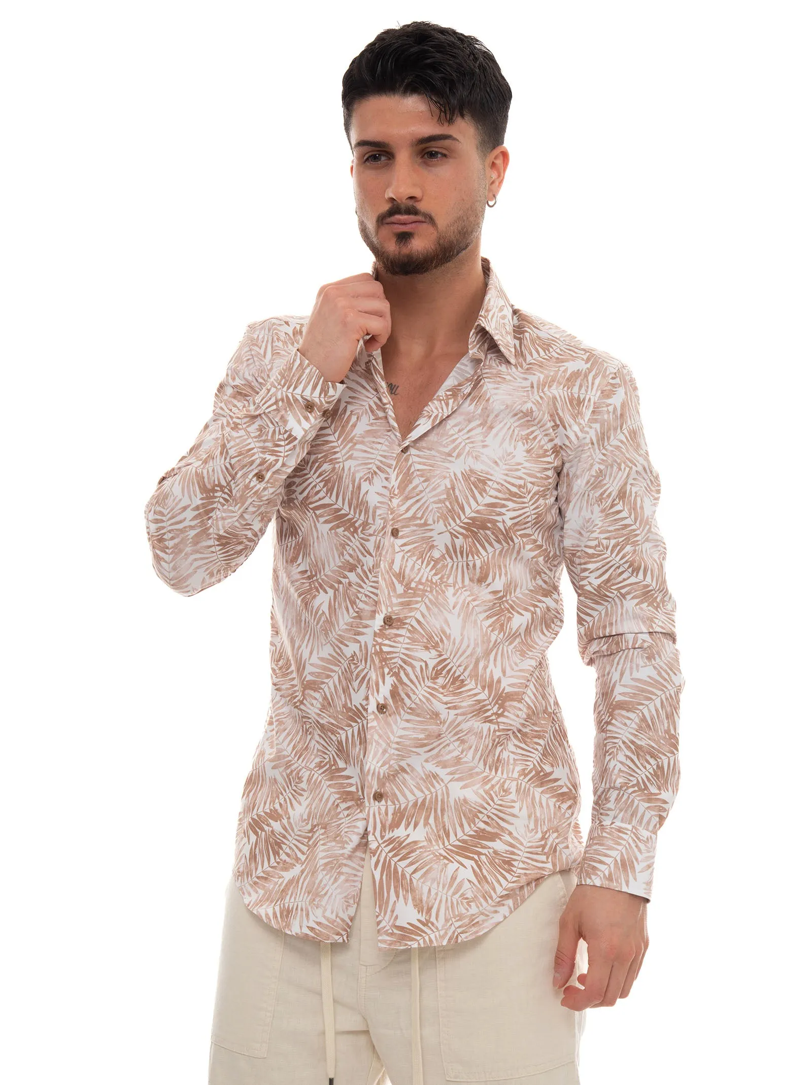 Camicia casual H-HANK-KENT-C1 Beige BOSS Uomo