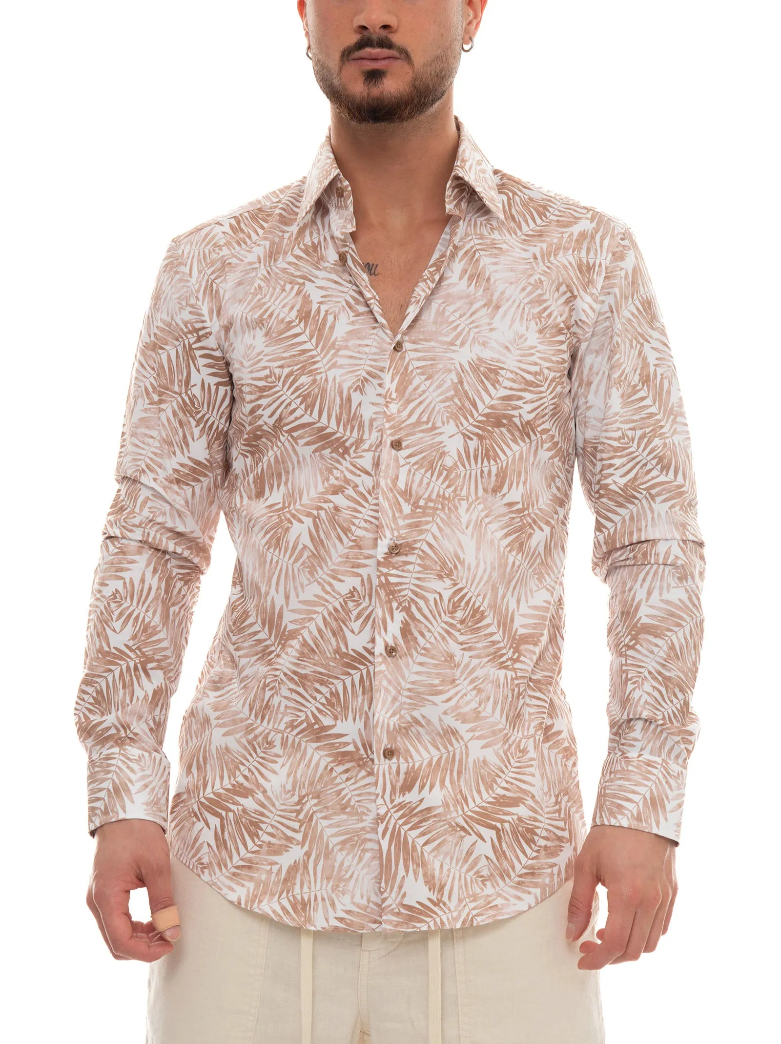 Camicia casual H-HANK-KENT-C1 Beige BOSS Uomo
