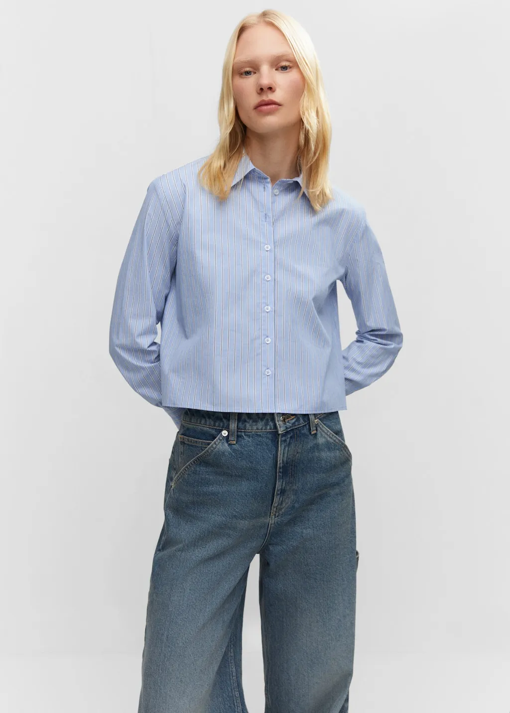 Camicia crop righe
