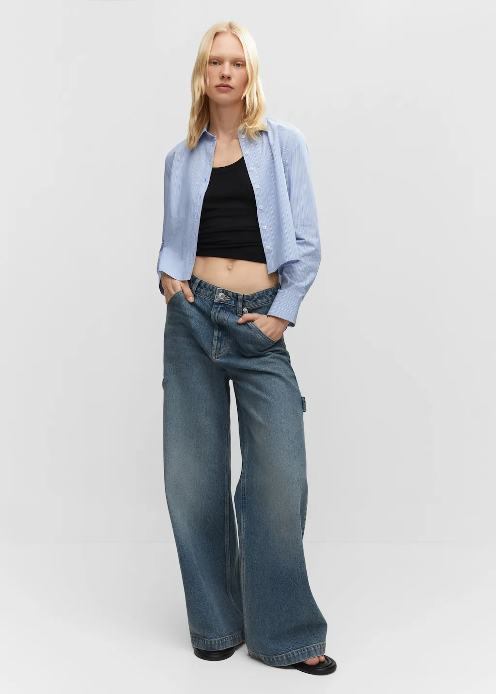 Camicia crop righe