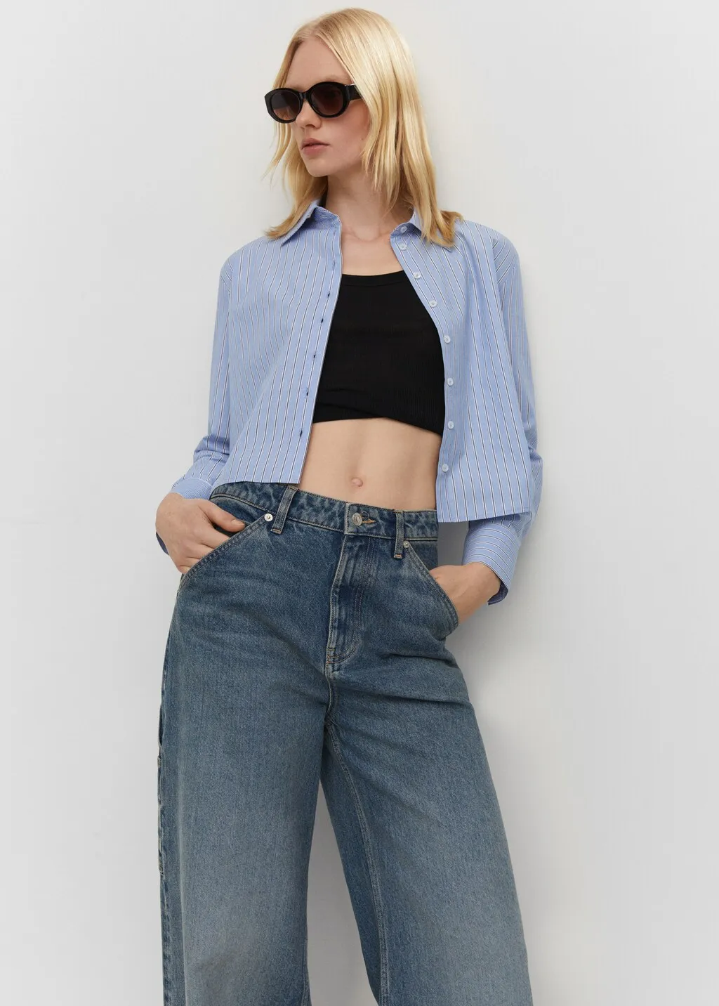 Camicia crop righe