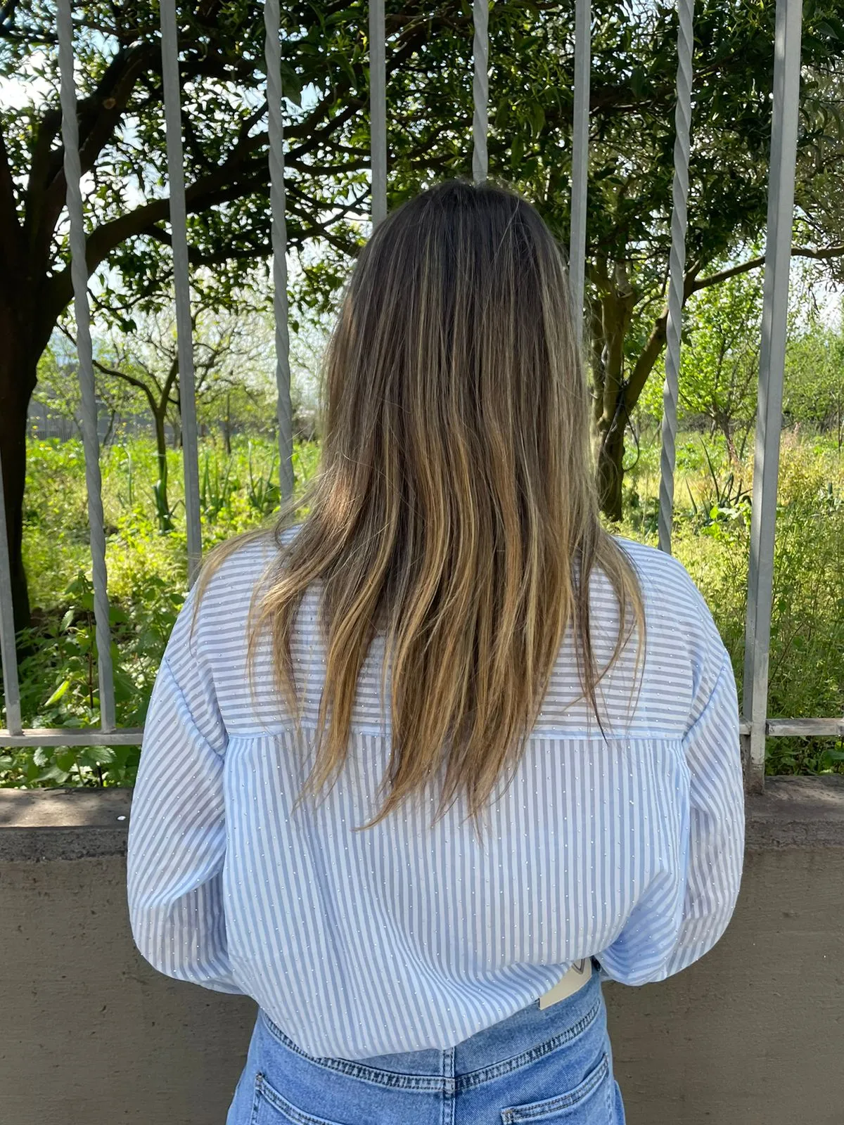 Camicia over a righe con brillantini