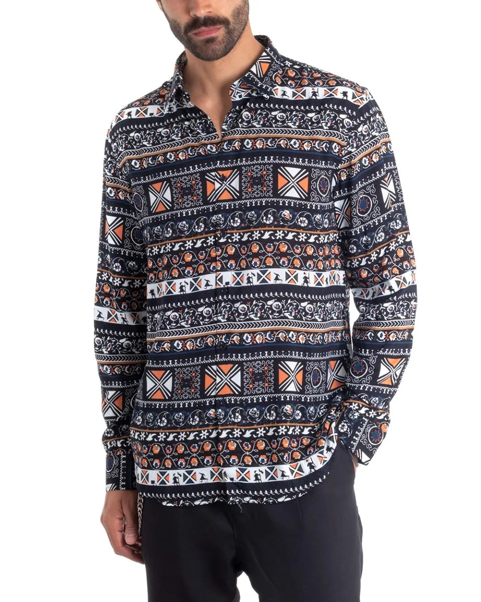Camicia Uomo Con Colletto Manica Lunga Regular Fit Viscosa Morbida GIOSAL-C2437A
