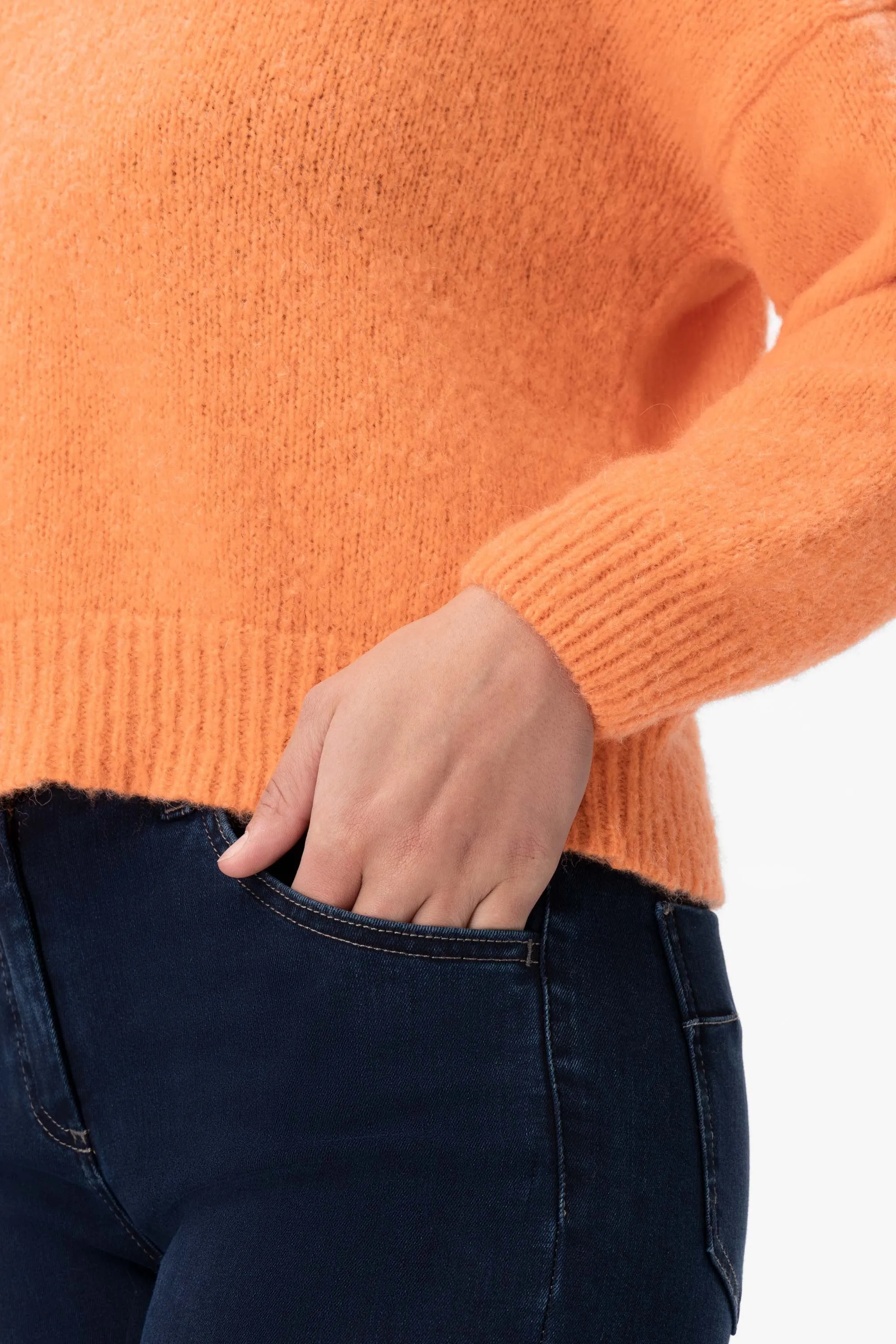 Caren maglia Scollo a V in Alpaca e Merinos Ultrasoft Arancio