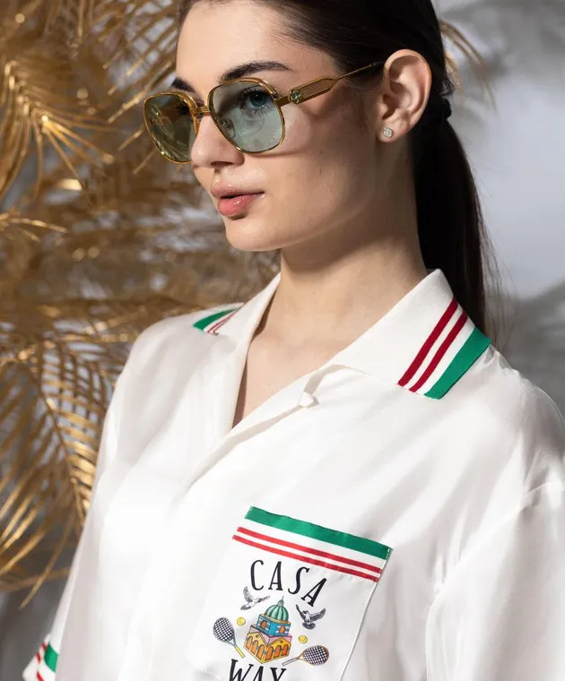 Casablanca Occhiali da sole dorati con stemma logo EW04801W