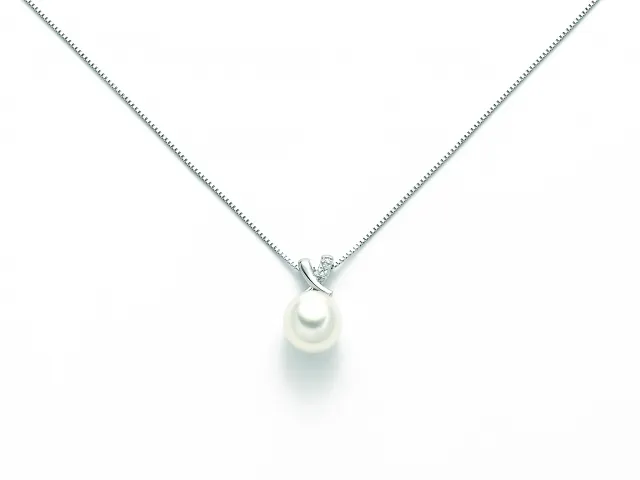 Catenina girocollo Miluna con Perla e Diamanti 0.06ct in oro bianco PCL5171X