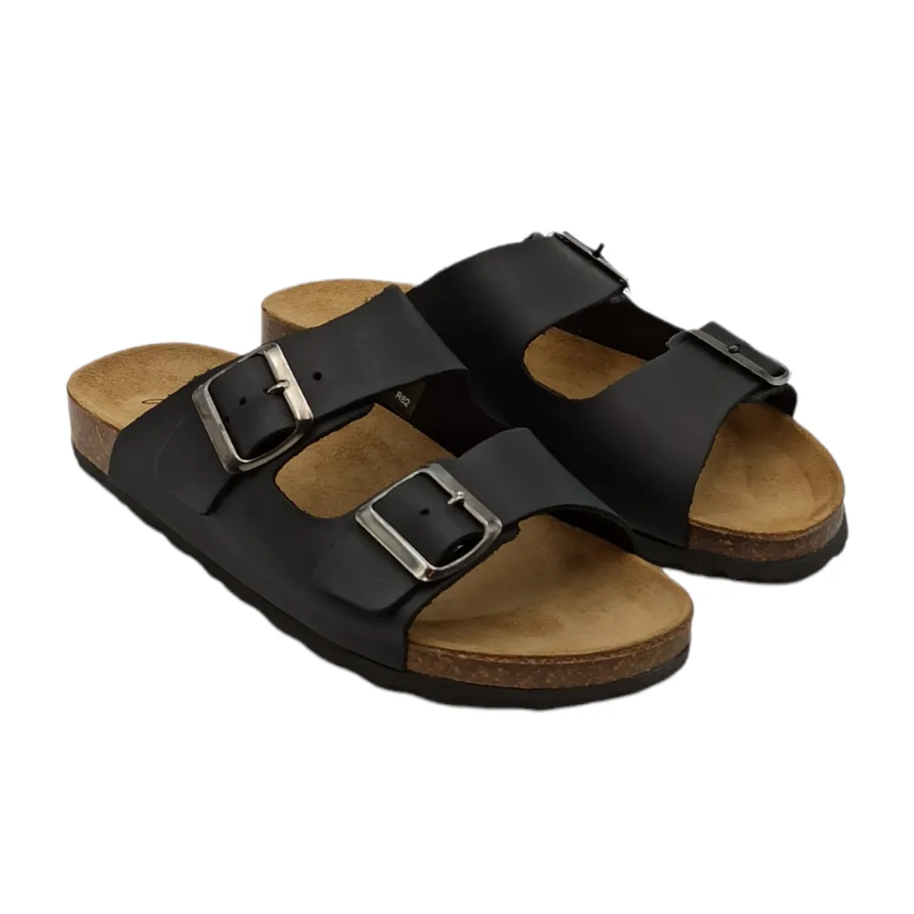 Ciabatta donna doppia fibbia in nabuk Easy n Rose 1718D RUST nero