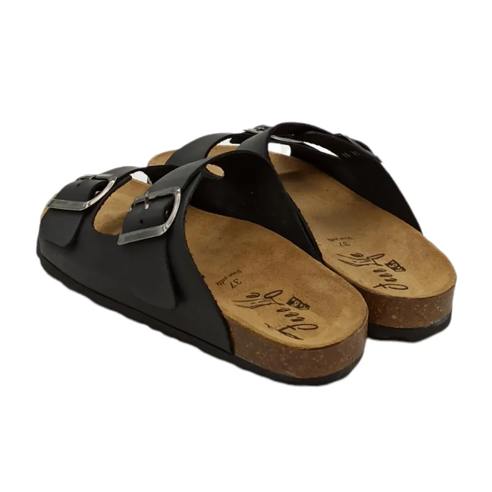 Ciabatta donna doppia fibbia in nabuk Easy n Rose 1718D RUST nero