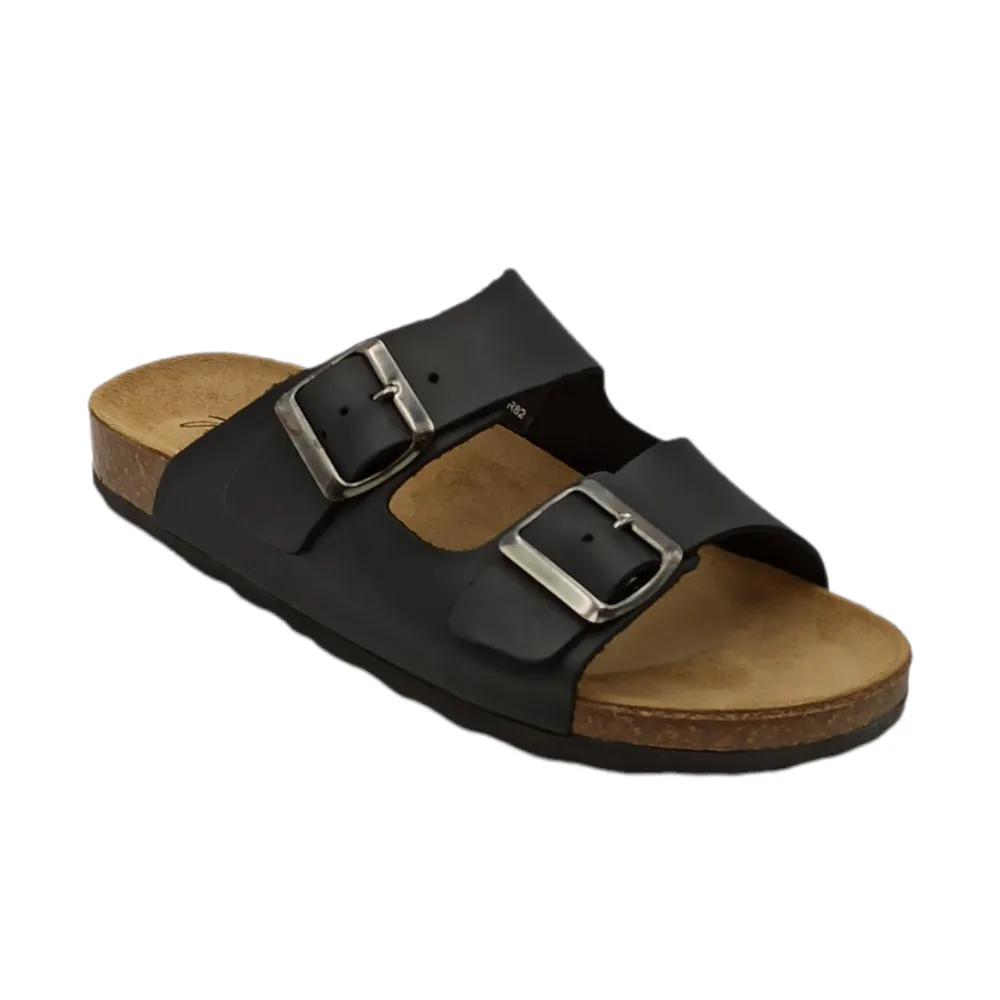 Ciabatta donna doppia fibbia in nabuk Easy n Rose 1718D RUST nero