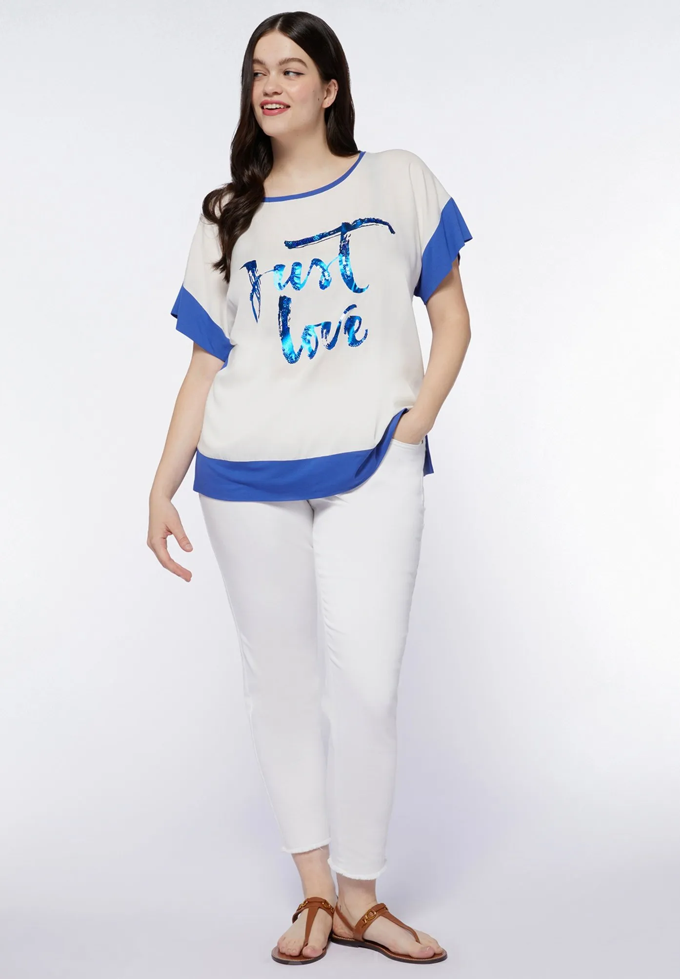CON SCRITTA RICAMATA - T-shirt con stampa