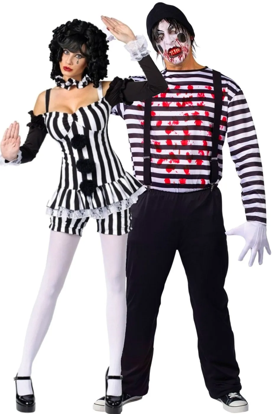 Coppia di Costumi Halloween mimo assassino uomo e donna
