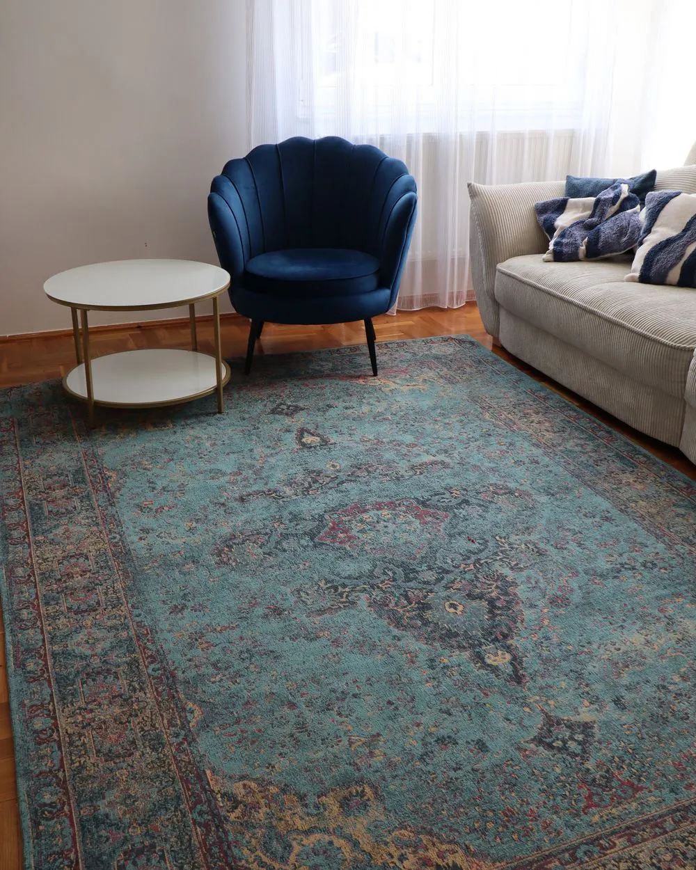Cotton Area Rug 160 x 230 cm Blue KANSU