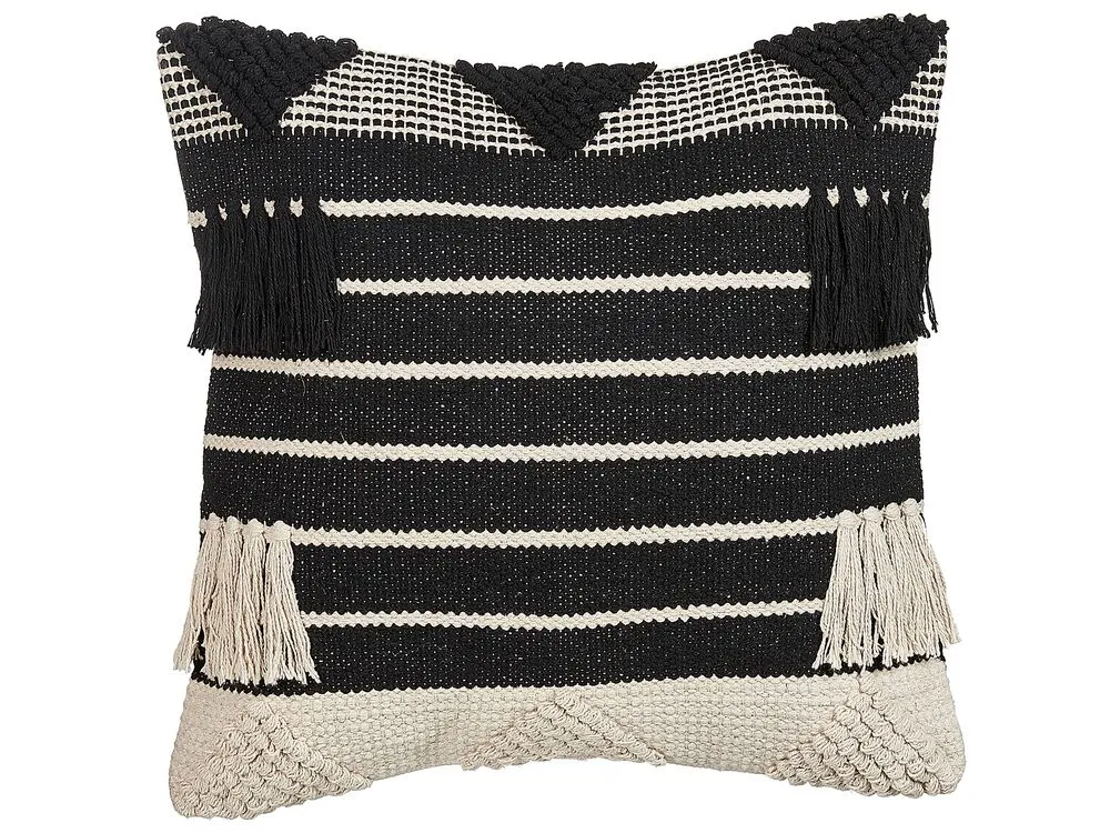 Cuscino decorativo CHITTOOR Cotone 50 x 50 cm Nero Trama geometrica