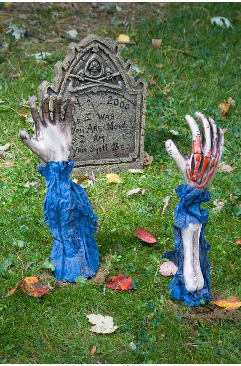 Decorazione Halloween da giardino mani scheletro che escono da terra Zombie