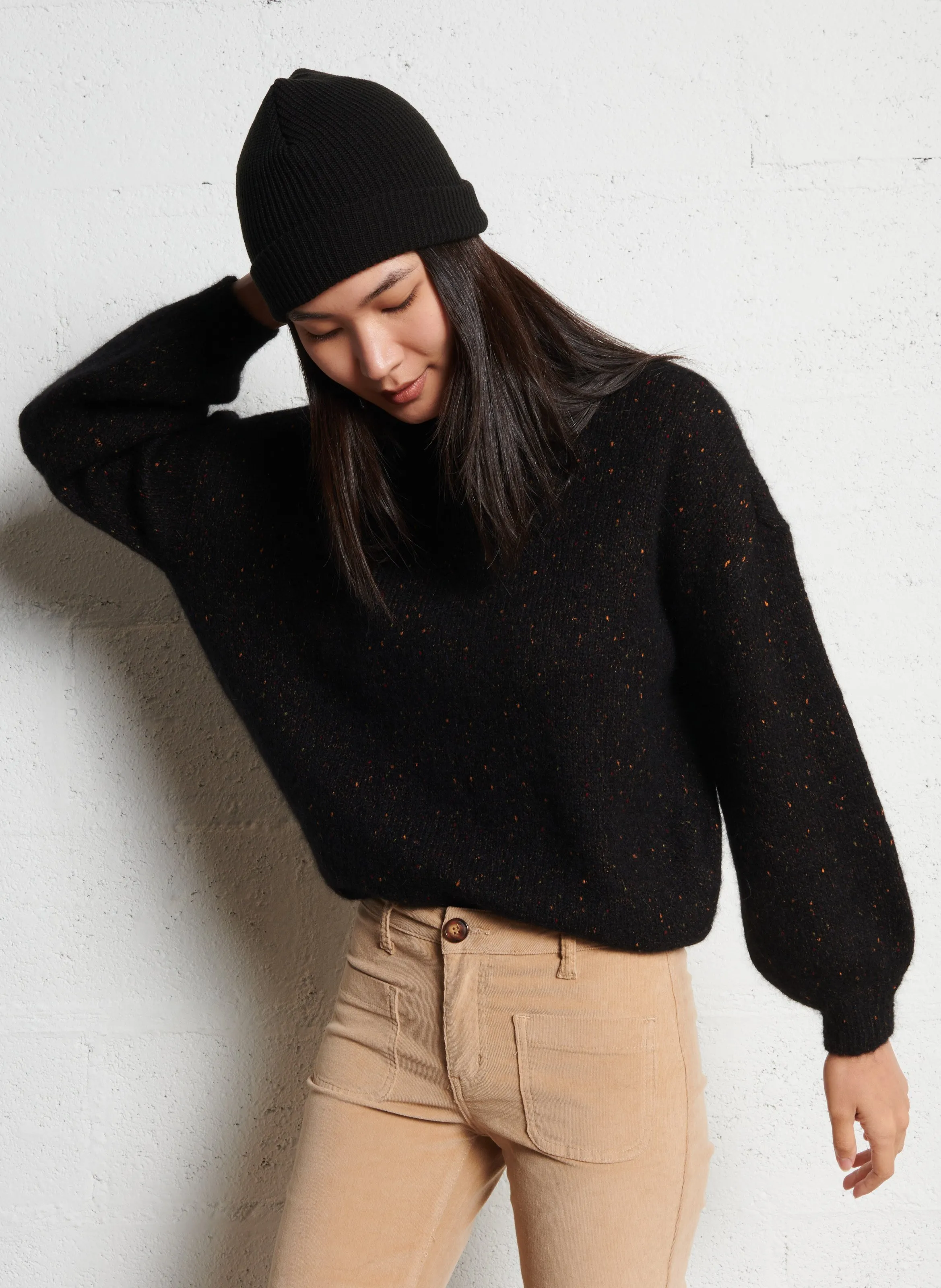  DES PETITS HAUTS   CESAR - Abito con stampa leopardata in misto lana | Nero