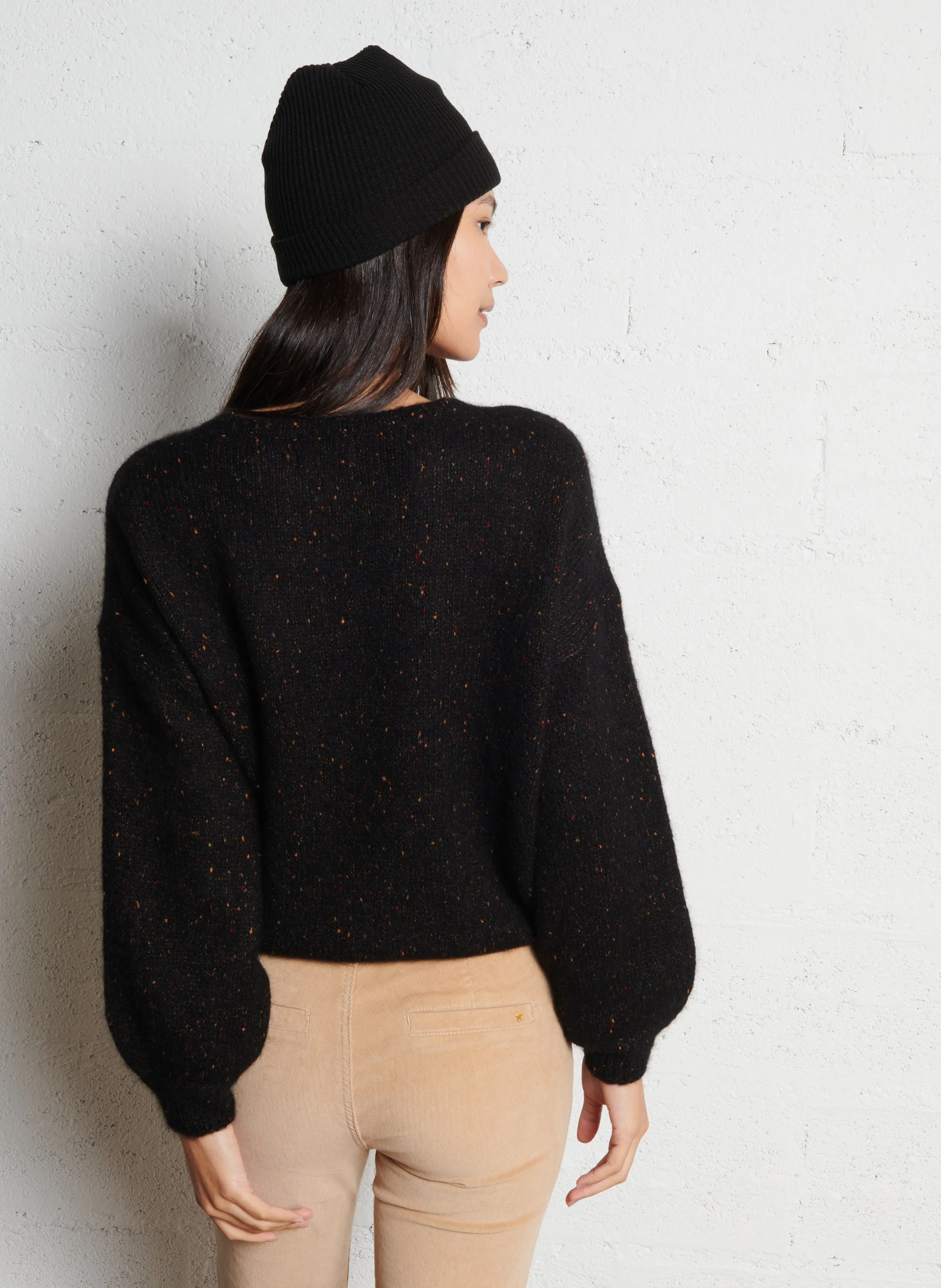  DES PETITS HAUTS   CESAR - Abito con stampa leopardata in misto lana | Nero