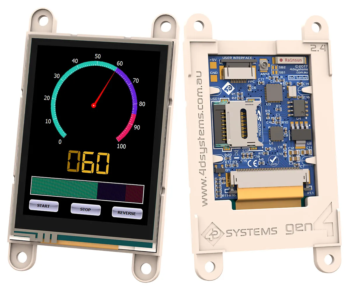 Display LCD a colori 4D Systems, 2.4poll, interfaccia UART, 240 x 320pixels, touchscreen