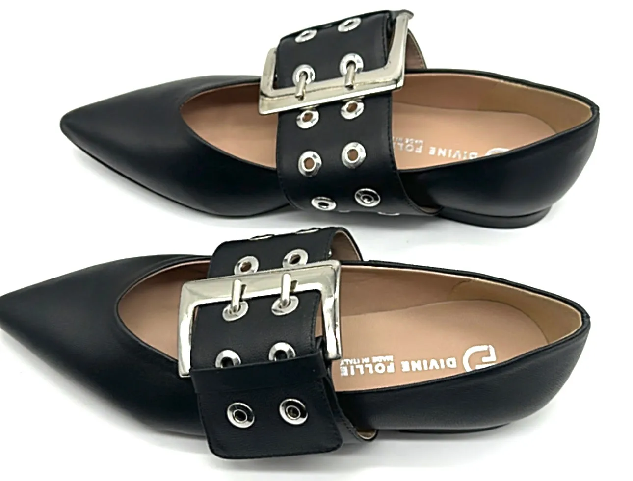 Divine Follie - Ballerina black con maxi fibbia in metallo