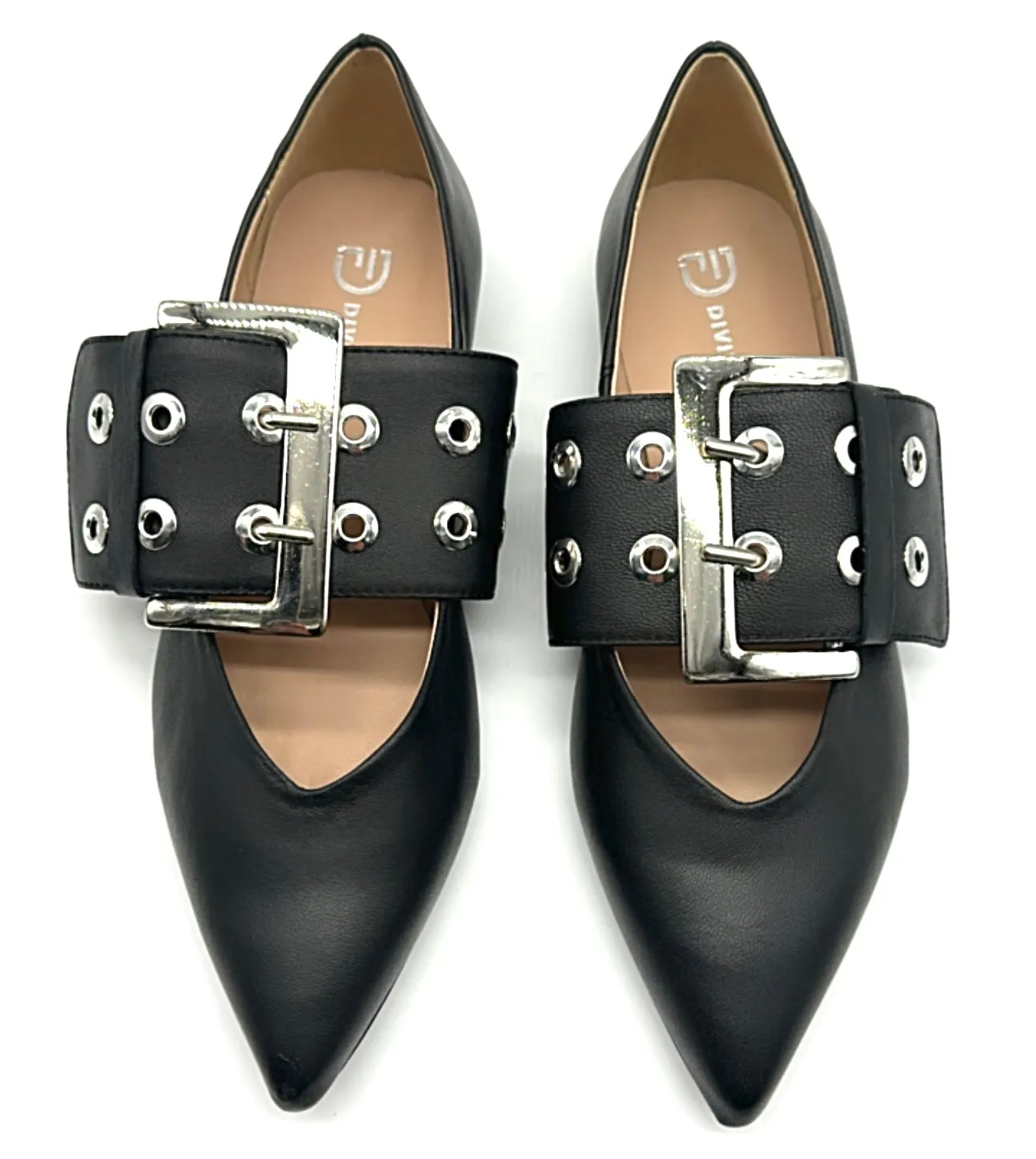 Divine Follie - Ballerina black con maxi fibbia in metallo