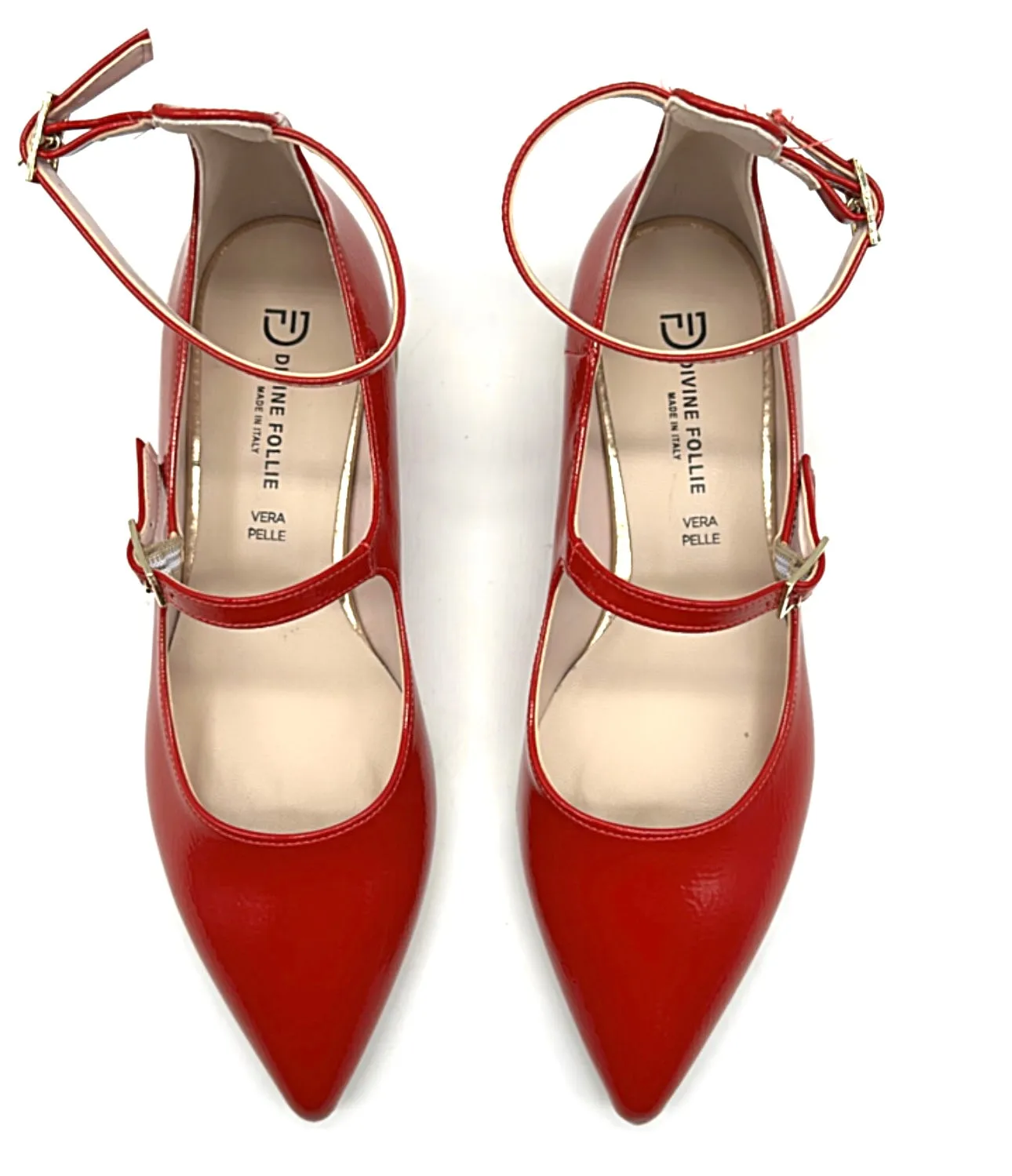 Divine Follie - Ballerina in vernice con tacco rossa