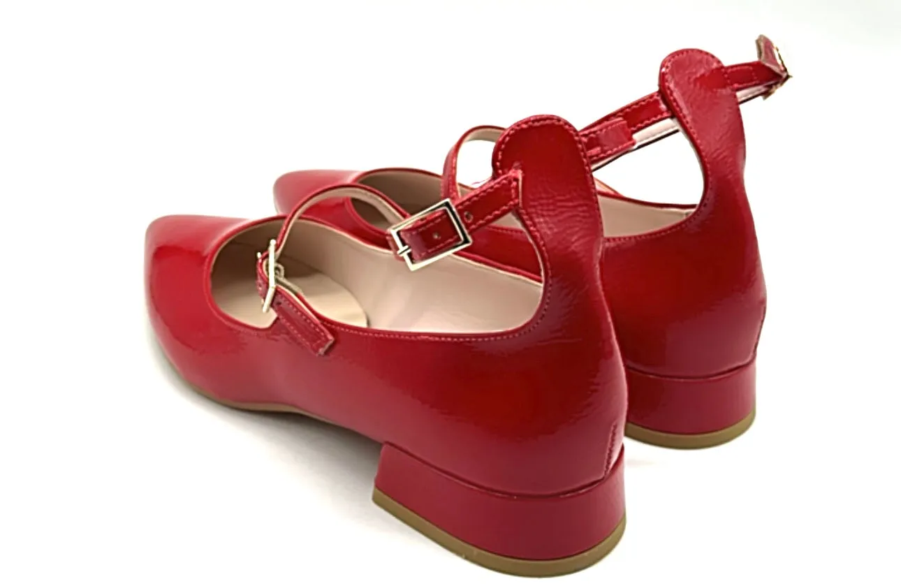Divine Follie - Ballerina in vernice con tacco rossa