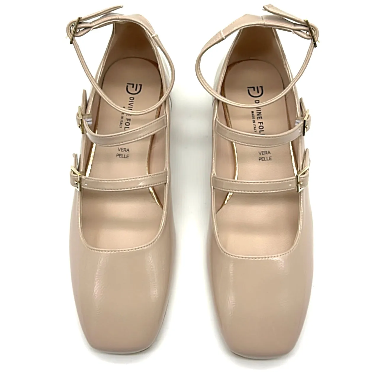 Divine follie - Ballerine con tacco in pelle nude