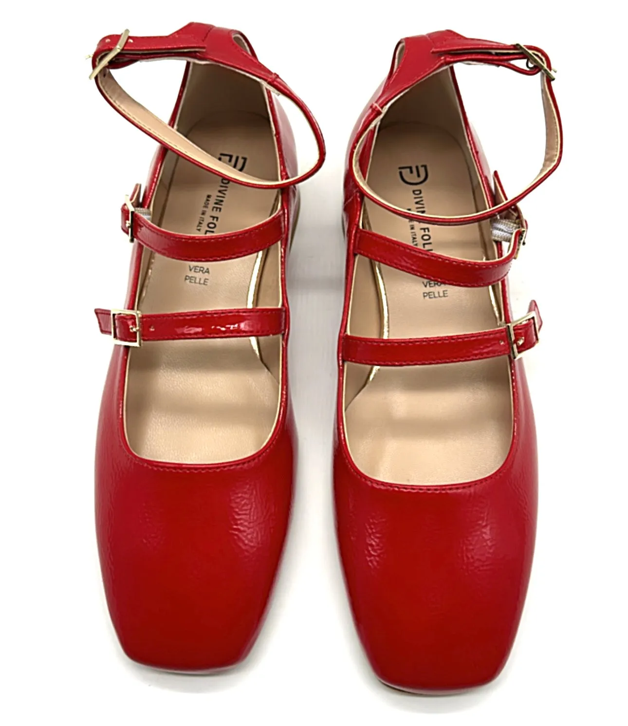 Divine follie - Ballerine con tacco in pelle rossa