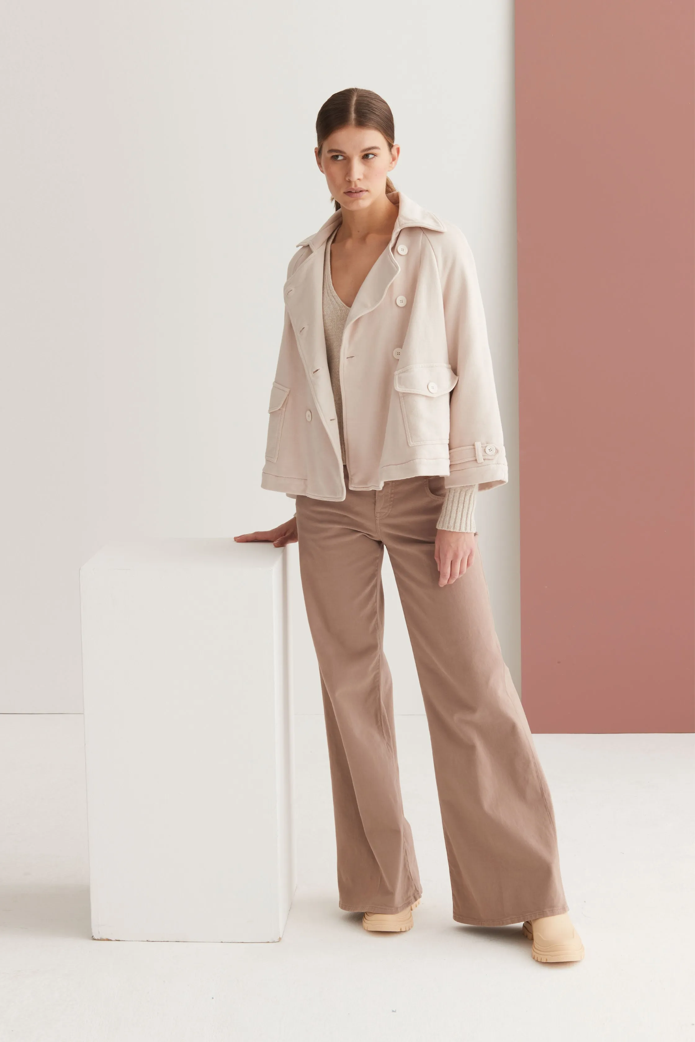 Double-Breasted Cotton Blazer Garment Dyed 75D0 1047