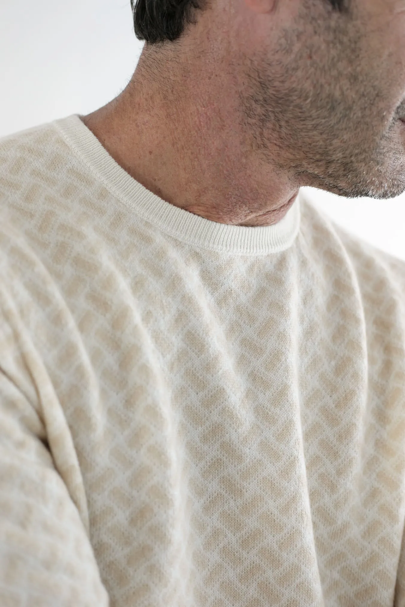 DRUMOHR Girocollo Jacquard Cashmere Beige Chiaro