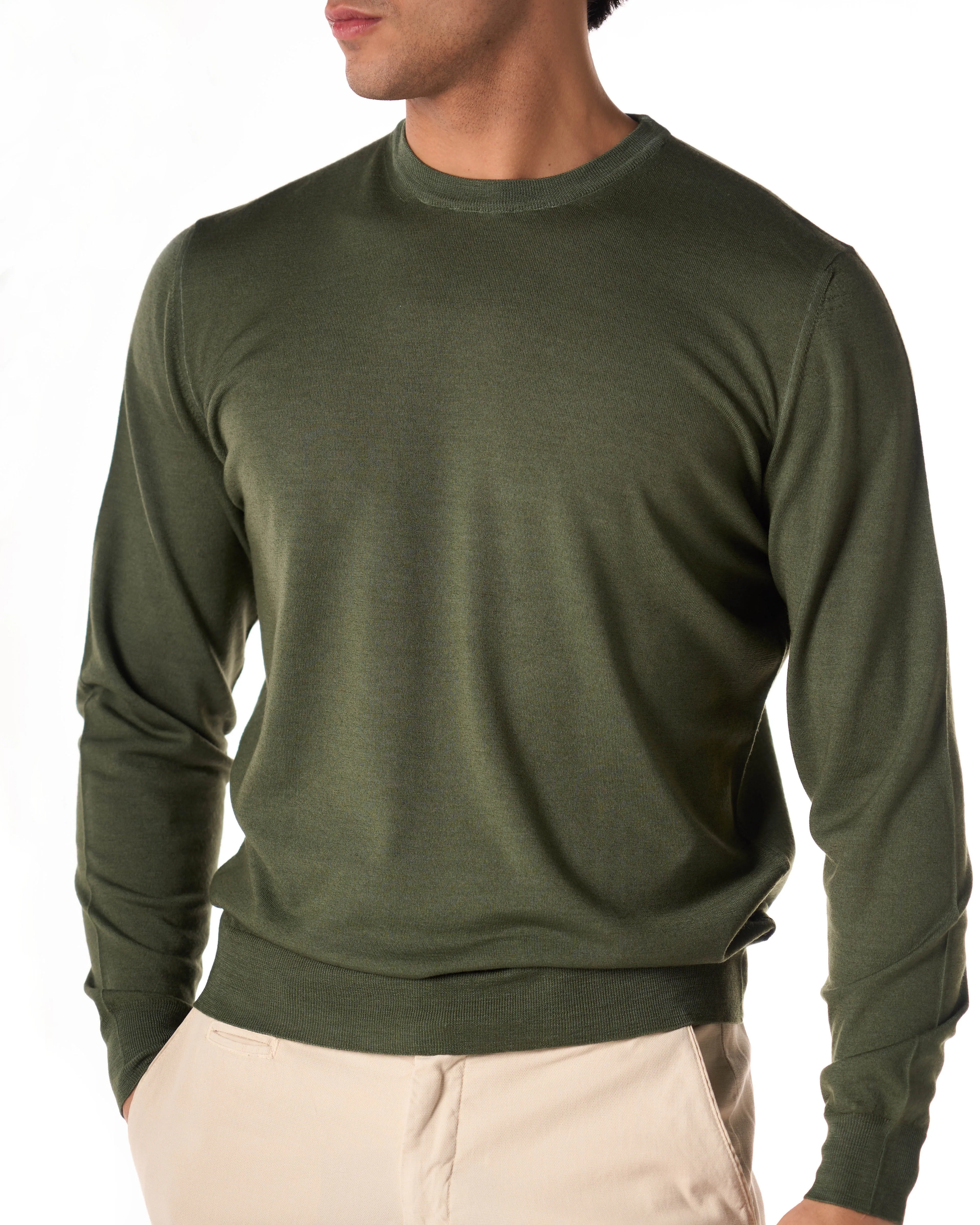 DRUMOHR Girocollo merino color militare