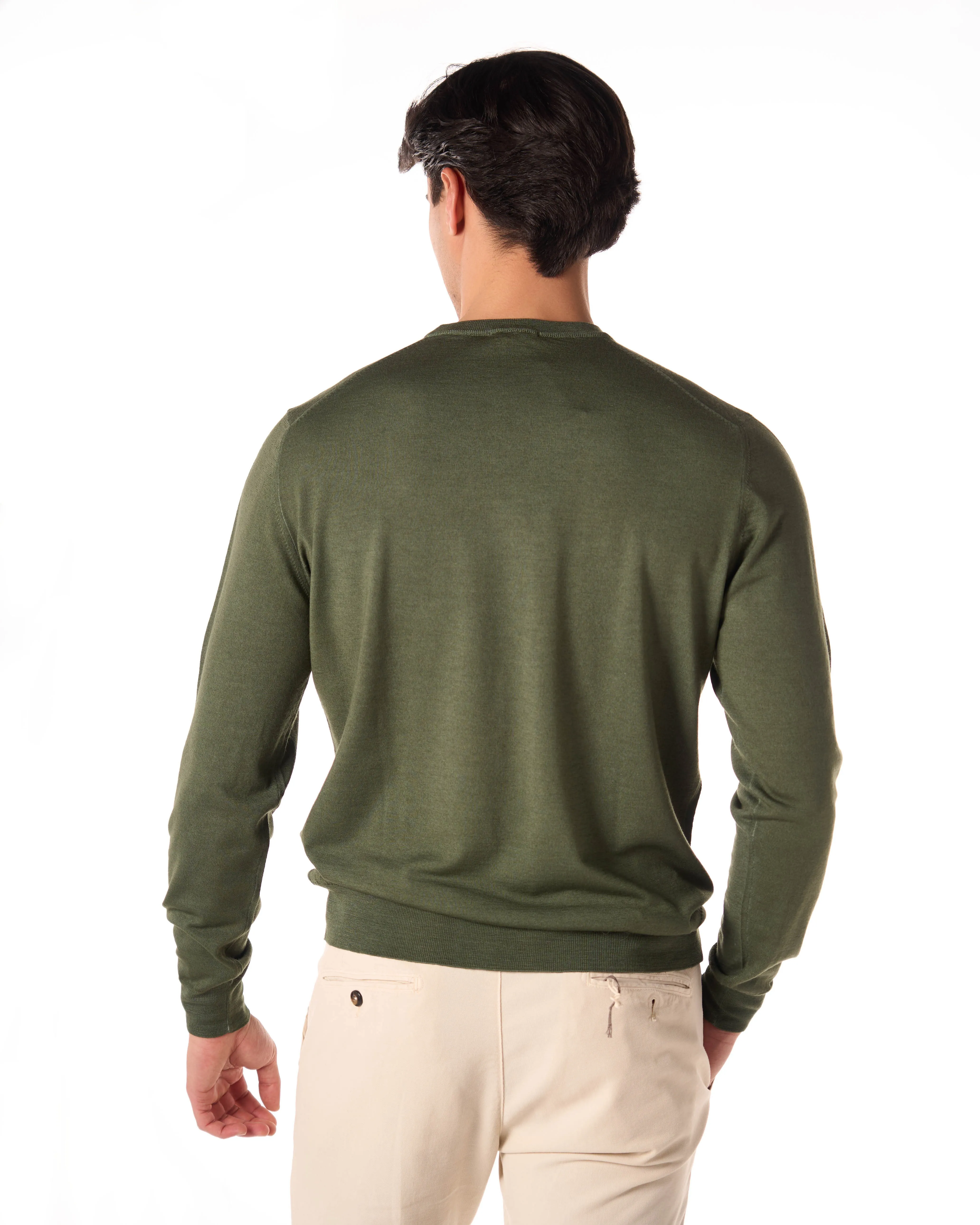 DRUMOHR Girocollo merino color militare