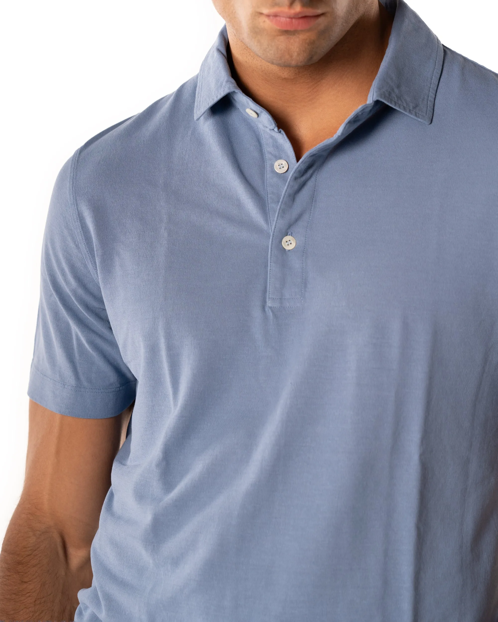 DRUMOHR Polo crepe color azzurro