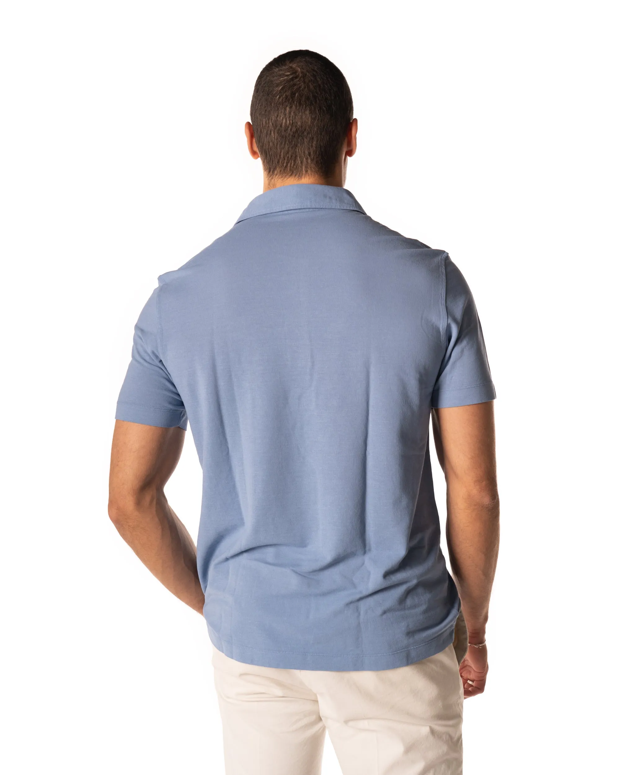 DRUMOHR Polo crepe color azzurro