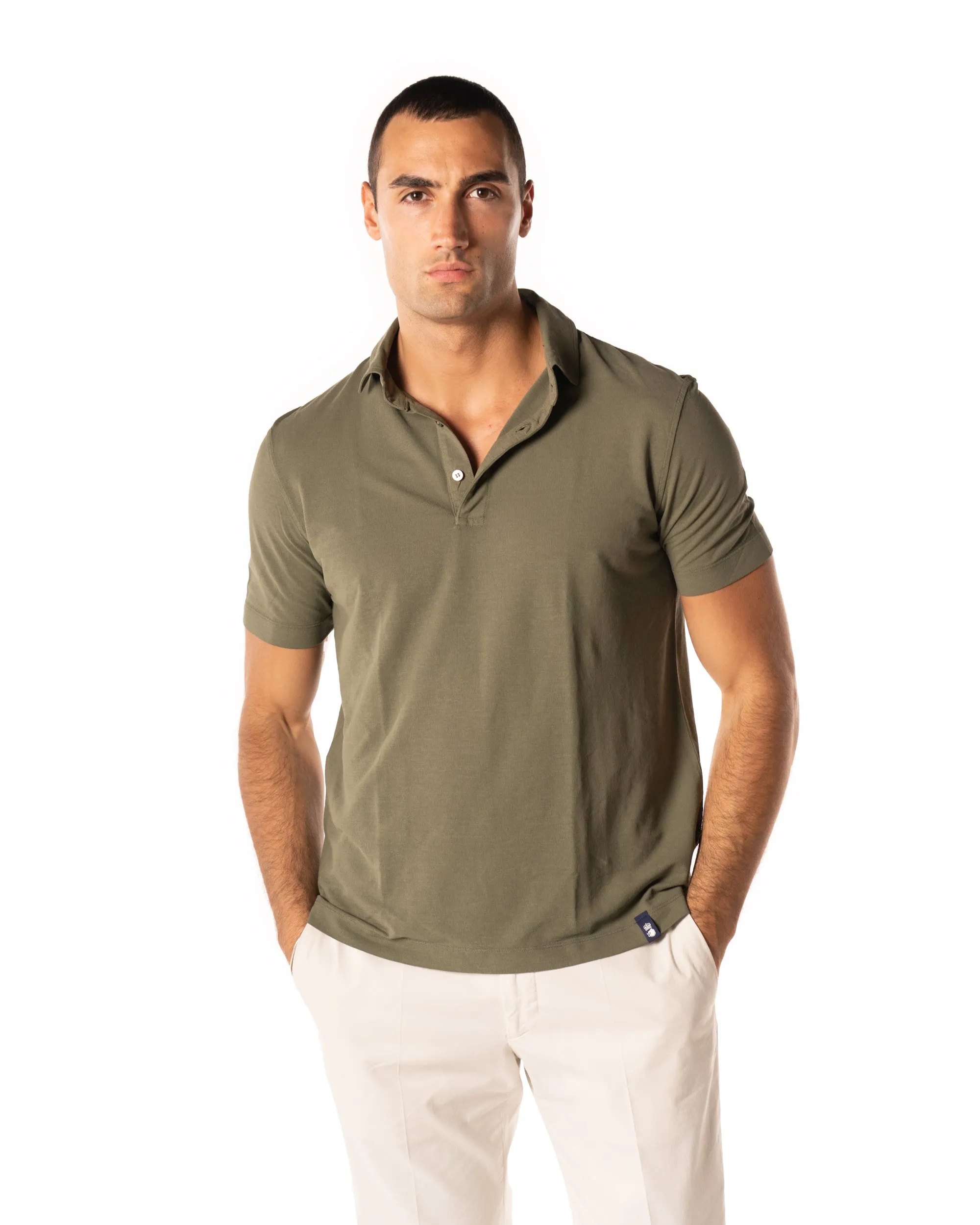 DRUMOHR Polo crepe color militare