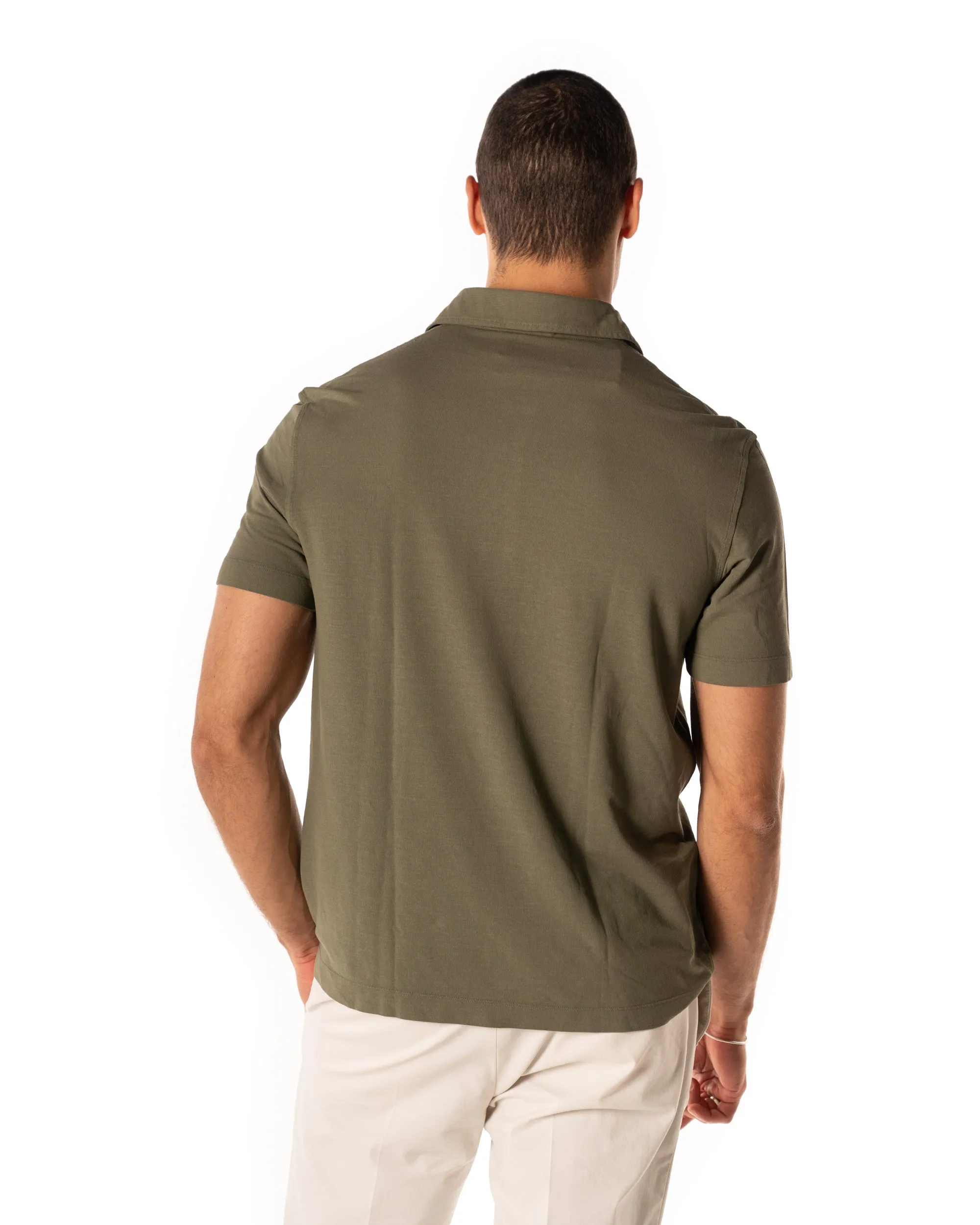 DRUMOHR Polo crepe color militare