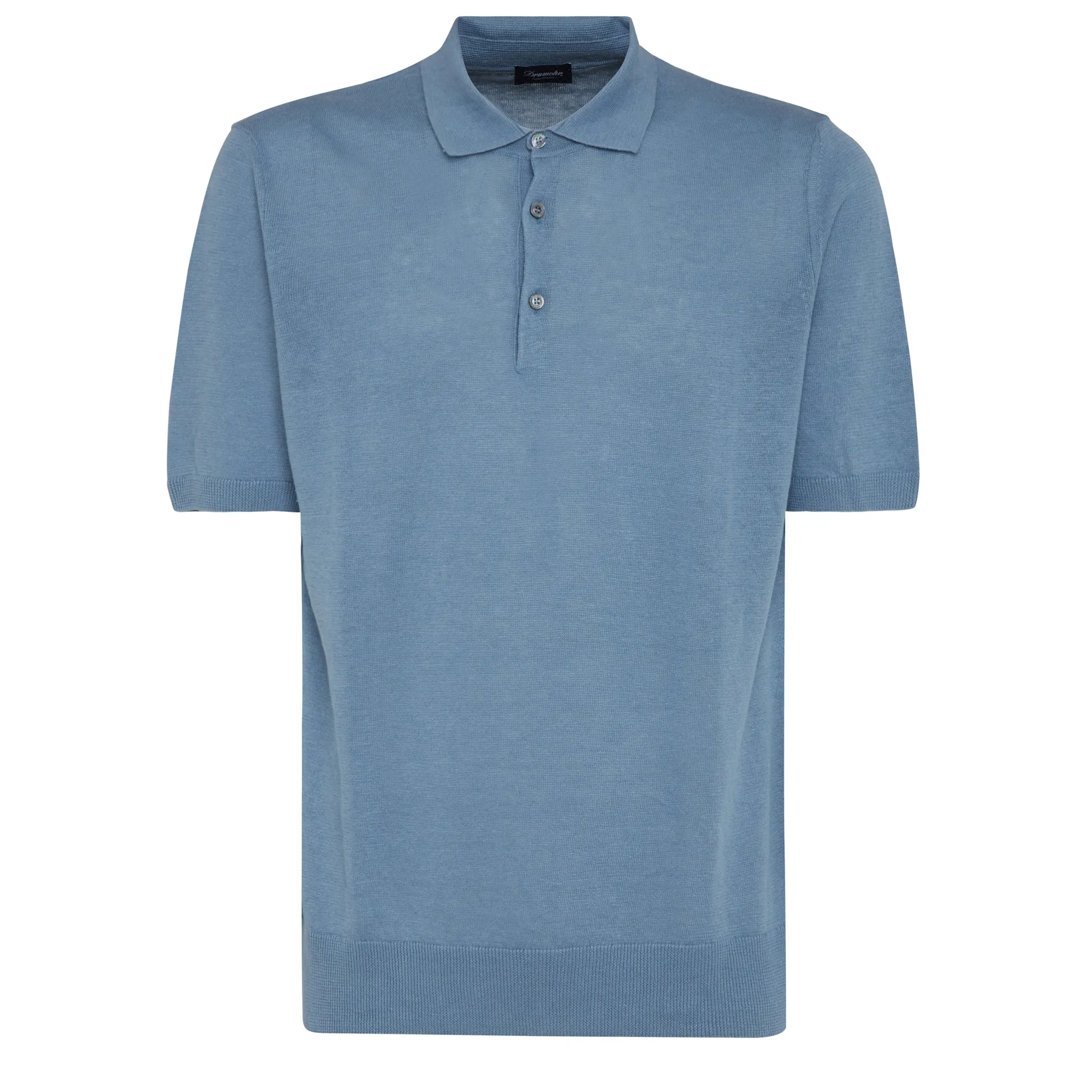 DRUMOHR  Polo in lino e cotone azzurra
