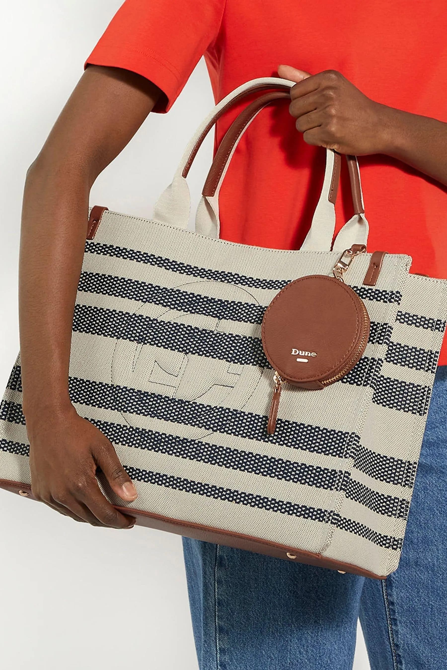 Dune London - Deltra - Borsa tote grande in tela con A righe    