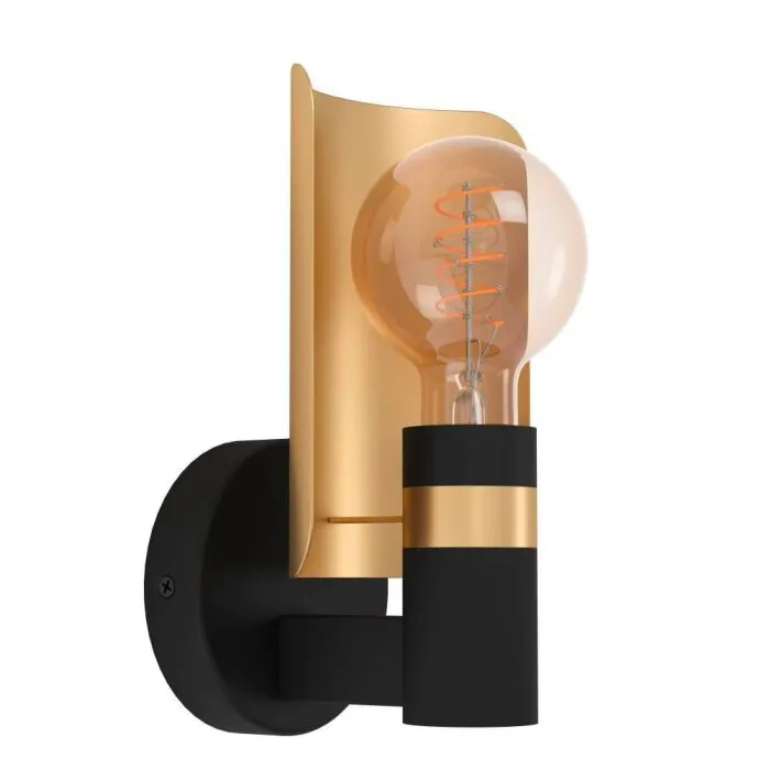 Eglo HAYES Applique Ottone, Nero, 1-Luce