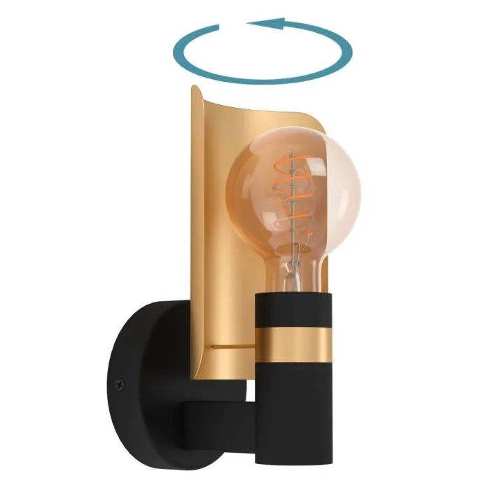 Eglo HAYES Applique Ottone, Nero, 1-Luce