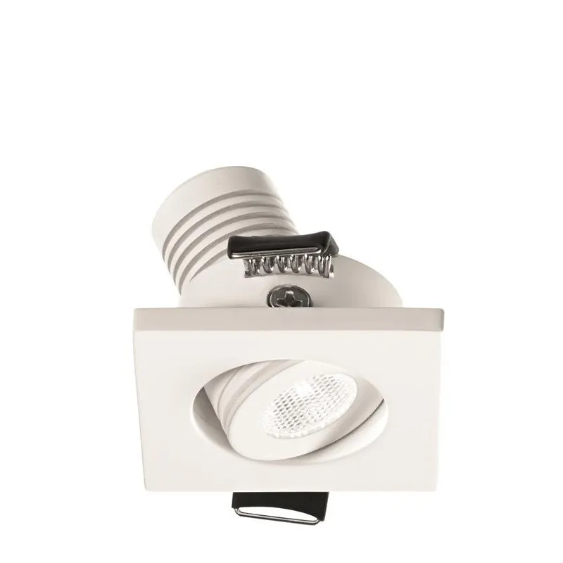 Faretto Da Incasso Orientabile Quadrato Bianco Led 3w 4000k Ottica 38 GFA890N